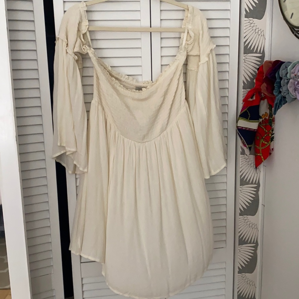 Cream UO smocked dress